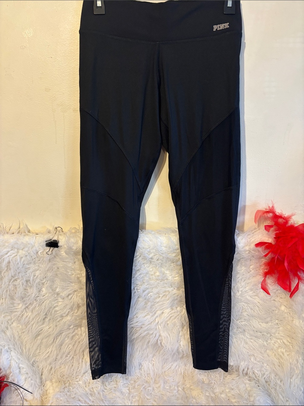 PINK Victoria's Secret Black High-Waist Mesh Leggings